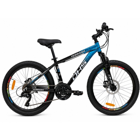 BICICLETE - Bicicleta Copii Dhs Terrana 2423B, model 2026 - 24 Inch, Negru-Albastru