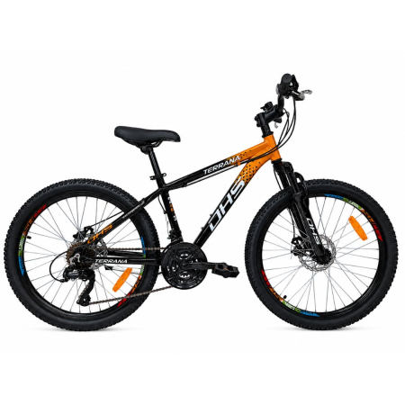 BICICLETE - Bicicleta Copii Dhs Terrana 2423B, model 2026 - 24 Inch, Negru-Portocaliu