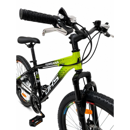 Bicicleta Copii Dhs Terrana 2423B, model 2026 - 24 Inch, Negru-Verde [4]