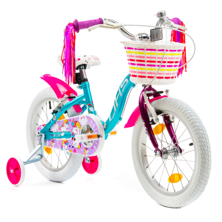 Bicicleta Copii DHS Unicorn - 16 Inch, Albastru/Roz [2]