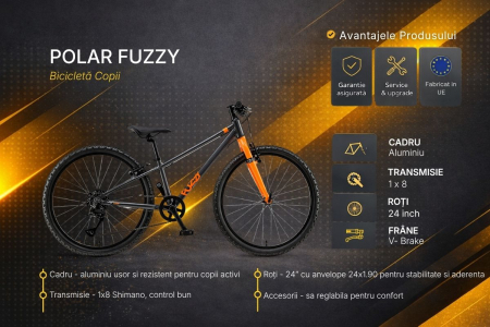 Bicicleta Copii Polar Fuzzy - 24 Inch, Gri [3]