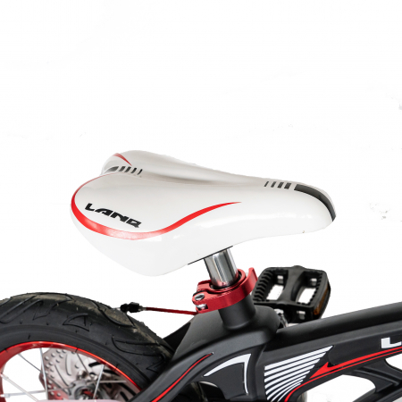 Bicicleta copii Rich Baby 2-4 Ani, Cadru Aliaj Magneziu, Roti 12 Inch, Frane C-Brake, Roti Ajutatoare, LANQ CSW12/46D, Culoare Negru cu Design Rosu [2]