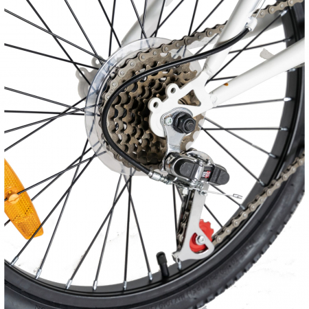 Bicicleta copii Rich Baby, 7-10 Ani, 18 Viteze, Roti 20 Inch, Frane V-Brake, LANQ CSA20/30L, Cadru Alb cu Design Negru [5]