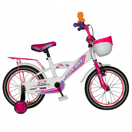 Bicicleta copii Rich Baby T1603C, roata 16", V-Brake,  roti ajutatoare, 4-6 ani, alb/roz [0]