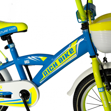 Bicicleta copii Rich Baby T1603C, roata 16", V-Brake,  roti ajutatoare, 4-6 ani, albastru/galben [3]