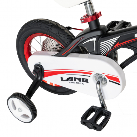 Bicicleta copii Rich Baby W1246D, roata 12", cadru aliaj magneziu, frana C-Brake, roti ajutatoare, 2-4 ani, negru/rosu [4]