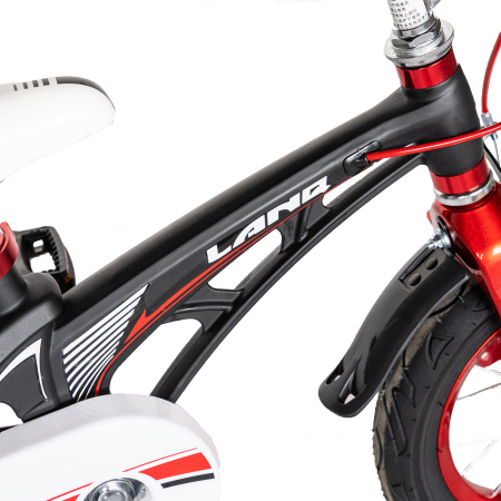 Bicicleta copii Rich Baby W1246D, roata 12", cadru aliaj magneziu, frana C-Brake, roti ajutatoare, 2-4 ani, negru/rosu [5]