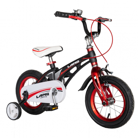 Bicicleta copii Rich Baby W1246D, roata 12", cadru aliaj magneziu, frana C-Brake, roti ajutatoare, 2-4 ani, negru/rosu [1]