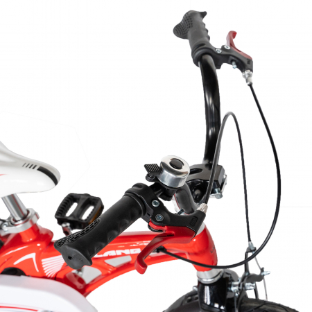 Bicicleta copii Rich Baby W1246D, roata 12", cadru aliaj magneziu, frana C-Brake, roti ajutatoare, 2-4 ani, rosu/negru [10]