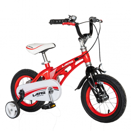Bicicleta copii Rich Baby W1246D, roata 12", cadru aliaj magneziu, frana C-Brake, roti ajutatoare, 2-4 ani, rosu/negru [1]