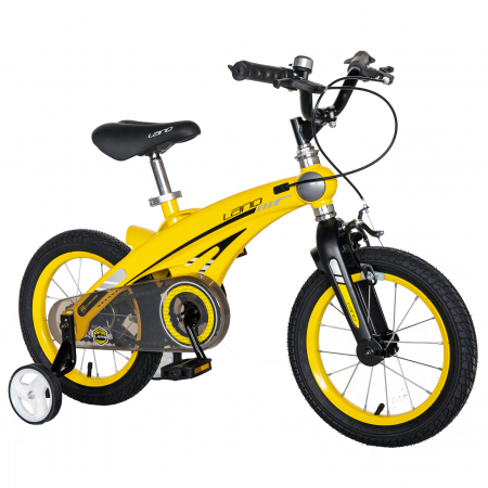 Bicicleta copii Rich Baby W1439D, roata 14", cadru aliaj magneziu, frana C-Brake, roti ajutatoare, 3-5 ani, galben/negru [1]