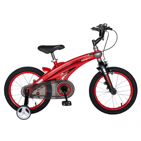 Bicicleta copii Rich Baby W1639D, roata 16", cadru aliaj magneziu, frana C-Brake, roti ajutatoare, 4-6 ani, rosu/negru [0]