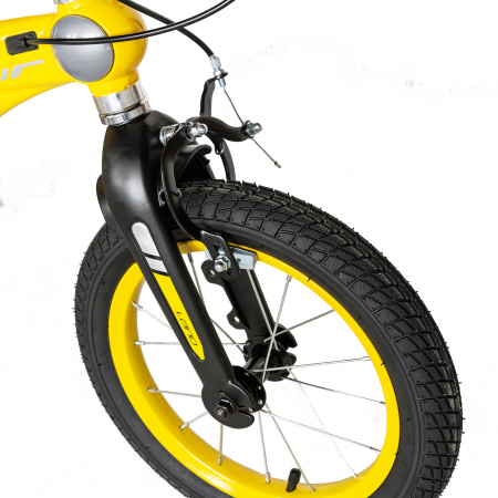 Bicicleta copii W1639D, roata 16", cadru aliaj magneziu, frana C-Brake, roti ajutatoare, 4-6 ani, galben/negru [7]