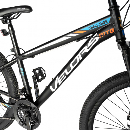 Bicicleta de munte Velors V2610A, roata 26", frana disc, 18 viteze, negru/alb/portocaliu [4]