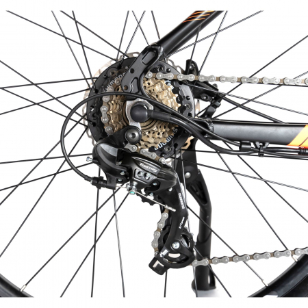 Bicicleta electrica  I-ON  (E-BIKE) 27.5" I1006E, cadru aluminiu, frane mecanice disc, echipare SHIMANO 21 viteze, culoare negru/portocaliu [4]