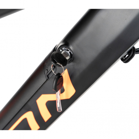 Bicicleta electrica  I-ON  (E-BIKE) 27.5" I1006E, cadru aluminiu, frane mecanice disc, echipare SHIMANO 21 viteze, culoare negru/portocaliu [11]