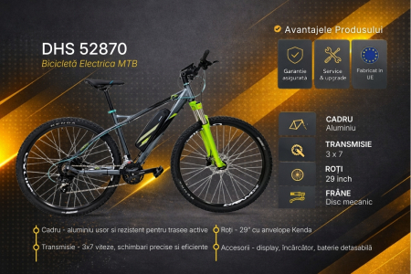 Bicicleta electrica MTB DHS 52870 - 29 inch, L, Gri [2]