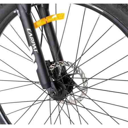 Bicicleta electrica MTB (E-BIKE) CARPAT 27.5" C1007E, cadru aluminiu, frane mecanice disc, echipare SHIMANO 21 viteze, culoare negru/portocaliu [10]