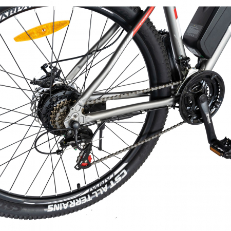 Bicicleta electrica MTB (E-BIKE) Carpat 29" C1012E, cadru aluminiu, frane mecanice disc, transmisie SHIMANO 21 viteze, culoare gri/alb [2]