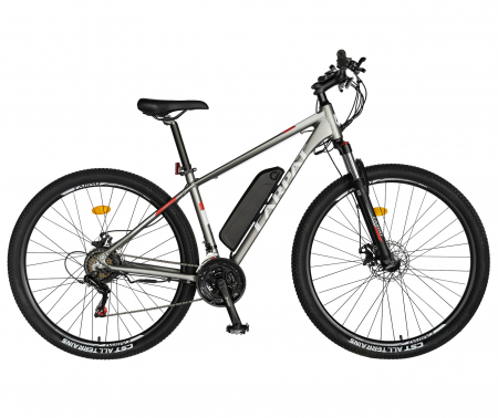 Bicicleta electrica MTB (E-BIKE) Carpat 29" C1012E, cadru aluminiu, frane mecanice disc, transmisie SHIMANO 21 viteze, culoare gri/alb [0]