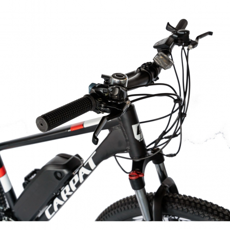 Bicicleta electrica MTB (E-BIKE) Carpat 29" C1012E, cadru aluminiu, frane mecanice disc, transmisie SHIMANO 21 viteze, culoare negru/alb [6]