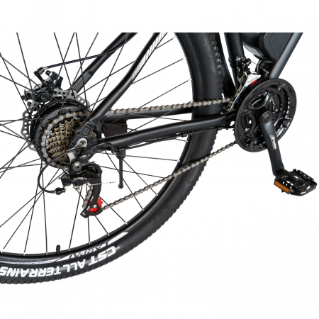Bicicleta electrica MTB (E-BIKE) Carpat 29" C1012E, cadru aluminiu, frane mecanice disc, transmisie SHIMANO 21 viteze, culoare negru/alb [2]