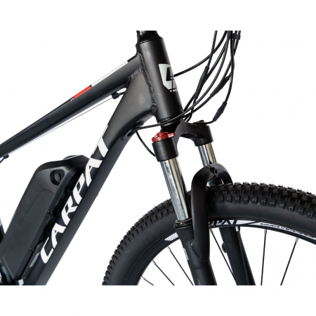 Bicicleta electrica MTB (E-BIKE) Carpat 29" C1012E, cadru aluminiu, frane mecanice disc, transmisie SHIMANO 21 viteze, culoare negru/alb [7]