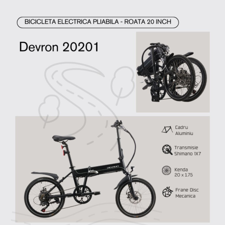 Bicicleta Electrica Pliabila Devron 20201 - 20 inch, S, Negru [2]