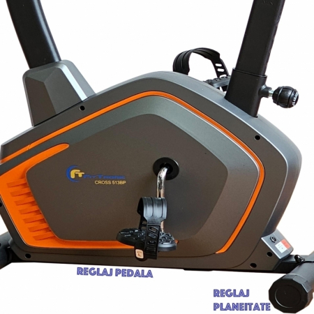 Bicicleta ergometrica FitTronic Cross 513 BP, display mare, electromagnetica, 13 programe, reglaj sa vertical si orizontal, reglaj ghidon, App Kinomap, Zwift [2]