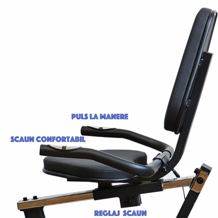 Bicicleta ergometrica orizontala FitTronic 513 RP, display mare, electromagnetica, 13 programe, Apps Kinomap, Zwift [2]