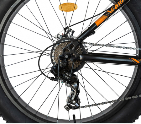 Bicicleta Fat Bike Carpat Hercules 20 inch C2019B, frane mecanice disc, 6 viteze, culoare negru/portocaliu [2]