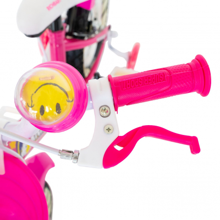 Bicicleta fete Rich Baby R1408A, roata 14", C-Brake, roti ajutatoare cu LED, 3-5 ani, fucsia/alb  [8]