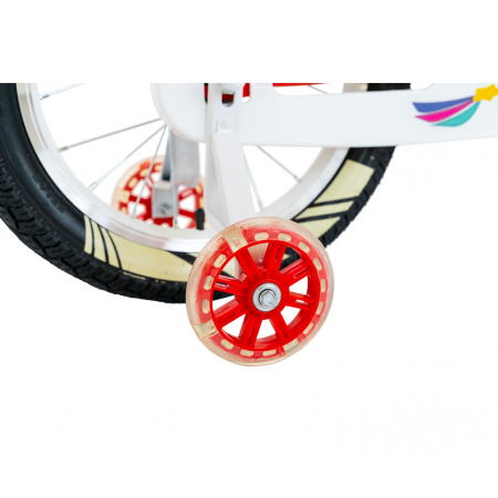 Bicicleta fete Rich Baby R1808A, roata 18", C-Brake otel, roti ajutatoare cu LED, 5-7 ani, rosu/alb [2]