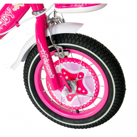 Bicicleta fete Rich Baby T1201C, roata 12", C-Brake, roti ajutatoare, 2-4 ani, fucsia/alb [4]