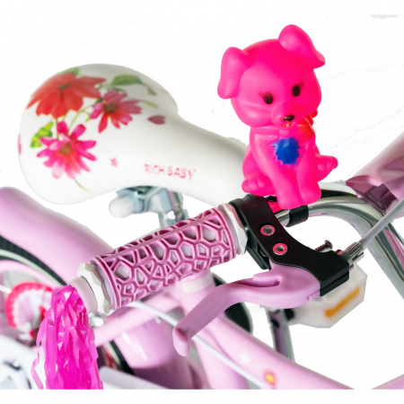 Bicicleta fete Rich Baby T1201C, roata 12", C-Brake,  roti ajutatoare, 2-4 ani, roz/alb [6]