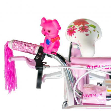 Bicicleta fete Rich Baby T1201C, roata 12", C-Brake,  roti ajutatoare, 2-4 ani, roz/alb [7]