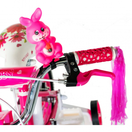 Bicicleta fete Rich Baby T1601C, roata 16", C-Brake, roti ajutatoare, 4-6 ani, fucsia/alb [4]