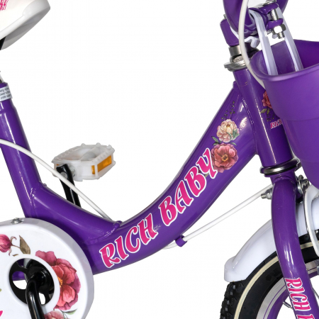 Bicicleta fete Rich Baby T2005C, roata 20", C-Brake, 7-10 ani, mov/alb [3]