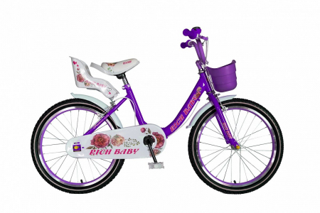 Bicicleta fete Rich Baby T2005C, roata 20", C-Brake, 7-10 ani, mov/alb [0]