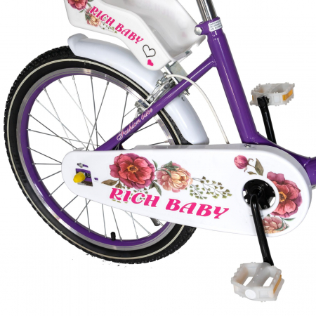 Bicicleta fete Rich Baby T2005C, roata 20", C-Brake, 7-10 ani, mov/alb [2]