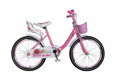 Bicicleta fete Rich Baby T2005C, roata 20", C-Brake, 7-10 ani, roz/alb [0]