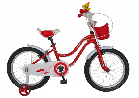 Bicicleta fete VELORS V1802A, roata 18", C-Brake, roti ajutatoare, 5-7 ani, rosu/alb  [0]