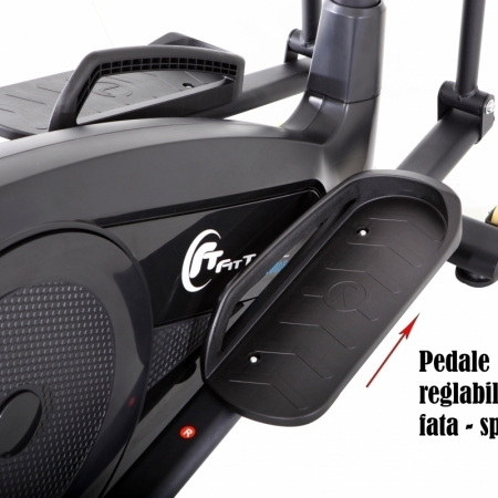 Bicicleta magnetica eliptica FitTronic® Atletic 1000E , design robust, greutate suportata 120 kg, volanta 14 kg, afisaj electronic, bluetooth  apps kinomap/fitshow, functii multiple, pas reglabil [2]