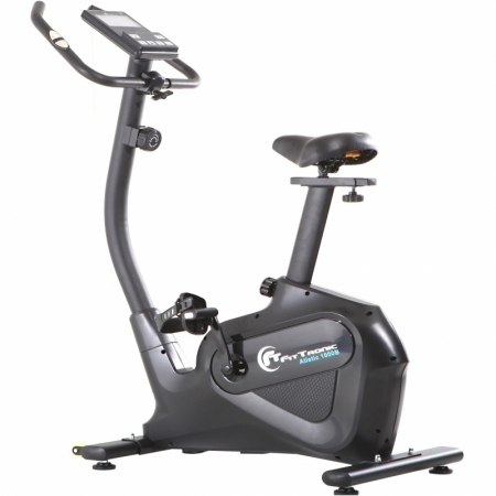 BICICLETE FITNESS - Bicicleta magnetica FitTronic® Atletic 1000B , design robust, greutate suportata 120 kg, volanta 12 kg, afisaj electronic, bluetooth  apps kinomap/fitshow, functii multiple, ghidon reglabil, sezut con