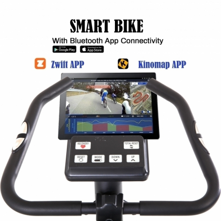 Bicicleta magnetica FitTronic® Atletic 1000B , design robust, greutate suportata 120 kg, volanta 12 kg, afisaj electronic, bluetooth  apps kinomap/fitshow, functii multiple, ghidon reglabil, sezut con [2]