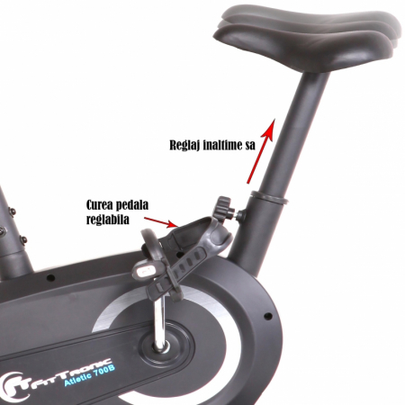 Bicicleta magnetica FitTronic® Atletic 700B, design robust, greutate suportata 120 kg, volanta 6 kg, afisaj electronic, sa reglabila, ghidon reglabil, 8 trepte de rezistenta la pedalare [6]