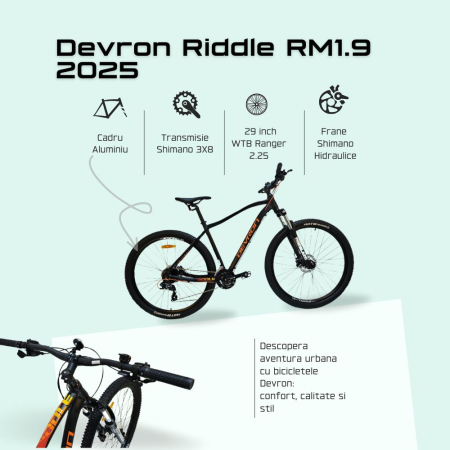 Bicicleta Mtb Devron Riddle RM1.9 2025 - 29 Inch, M, Negru [2]