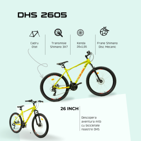 Bicicleta Mtb Dhs 2605 - 26 inch, M, Verde [3]