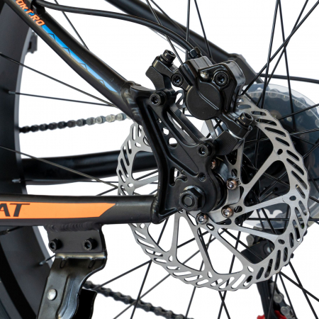 Bicicleta MTB-Fat Bike Carpat, Shimano SL-TX30 21 Viteze, Cadru Aluminiu 6061, Roti 26 Inch, Frane Hidraulice Disc, Carpat Aventus CSC26/00H, Negru cu Design Portocaliu/Albastru [5]