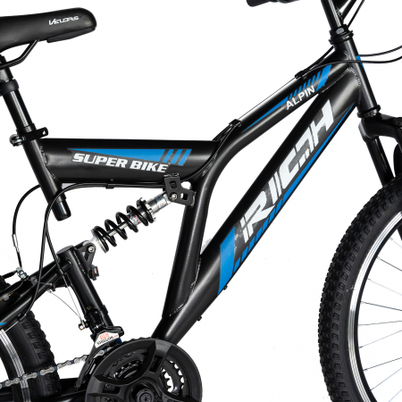 Bicicleta MTB-FS Rich Bike, Saiguan Revoshift 18 Viteze, Roti 24 Inch, Frane V-Brake, RICH CSR24/49A, Cadru Negru cu Design Albastru [7]